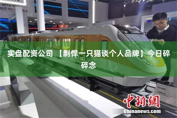 实盘配资公司 【剽悍一只猫谈个人品牌】今日碎碎念