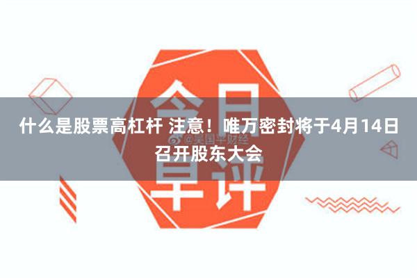 什么是股票高杠杆 注意！唯万密封将于4月14日召开股东大会