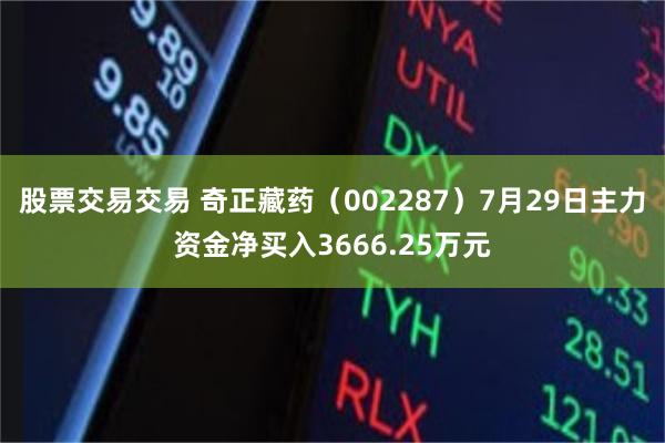 股票交易交易 奇正藏药（002287）7月29日主力资金净买入3666.25万元